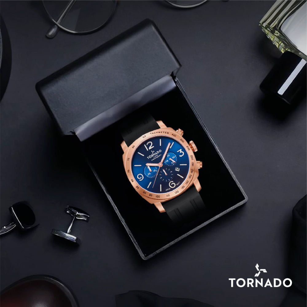 Tornado LUMINA CHRONOSPHERE Chronograph Watch - Rose Gold Black